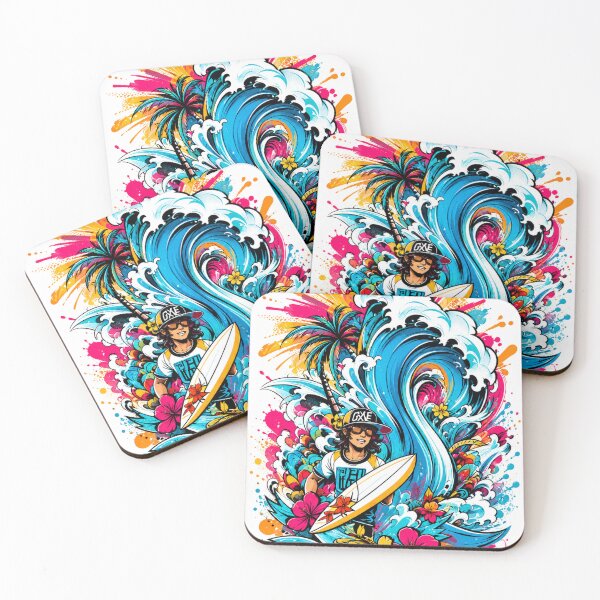 Item preview, Epic Surfer Riding Giant Ocean Wave Sunset Vibes designed and sold by allin14fun.