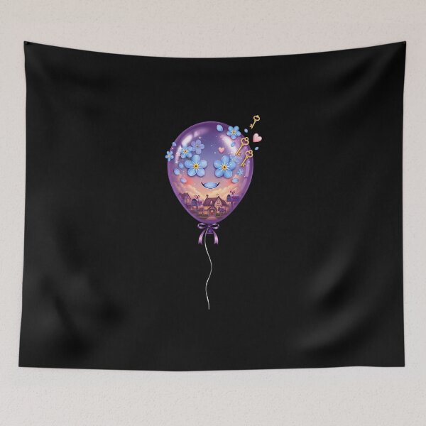 Item preview, Purple Balloon Sunset Village Scene designed and sold by AbanoubStore.