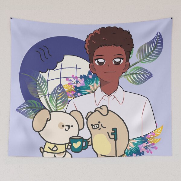 Item preview, Anime Boy and Animals with Crutch Art designed and sold by Kanniax.