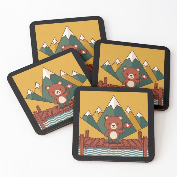 Item preview, Cute Swiss Bear Alpine Dock Scene designed and sold by AbanoubStore.