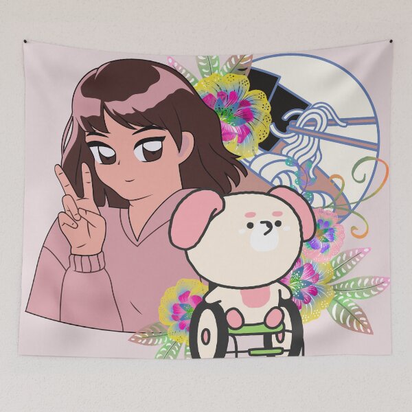Item preview, Anime Girl Peace and Dog in Wheelchair Art designed and sold by Kanniax.