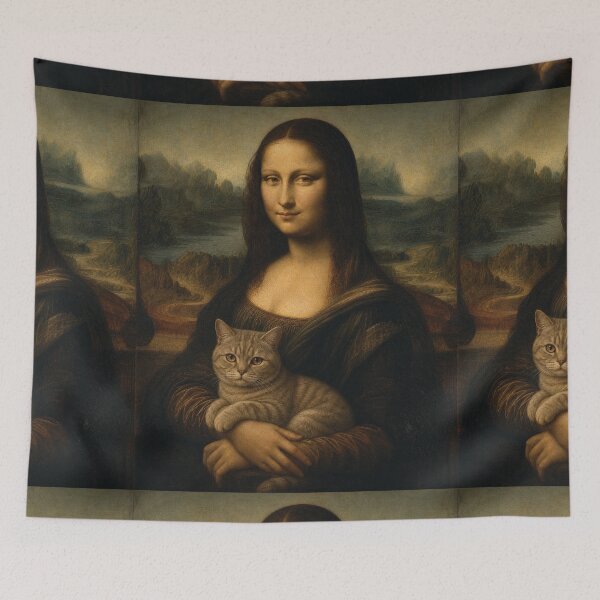 Item preview, Mona Lisa And Tabby Cat Friend - Funny Classical Painting Parody designed and sold by merchxwear.