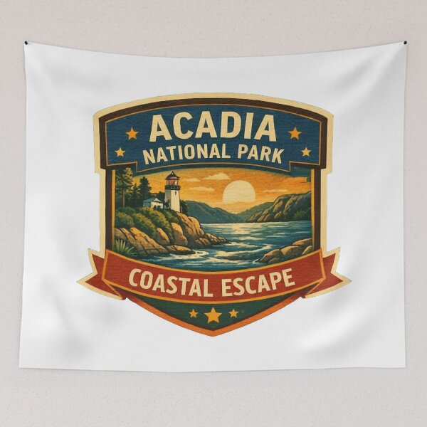 Item preview, Acadia National Park Coastal Escape - Vintage Lighthouse Travel Poster Art designed and sold by SasquatchTrail.