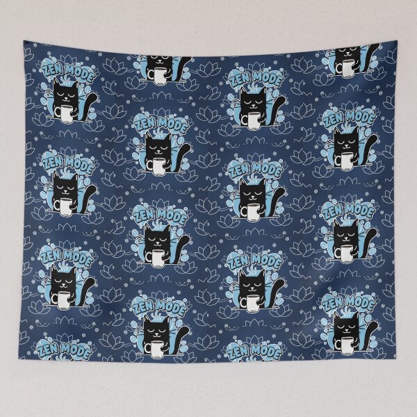 Item preview, Zen Mode Black Cat Coffee Cartoon designed and sold by Taridesign.
