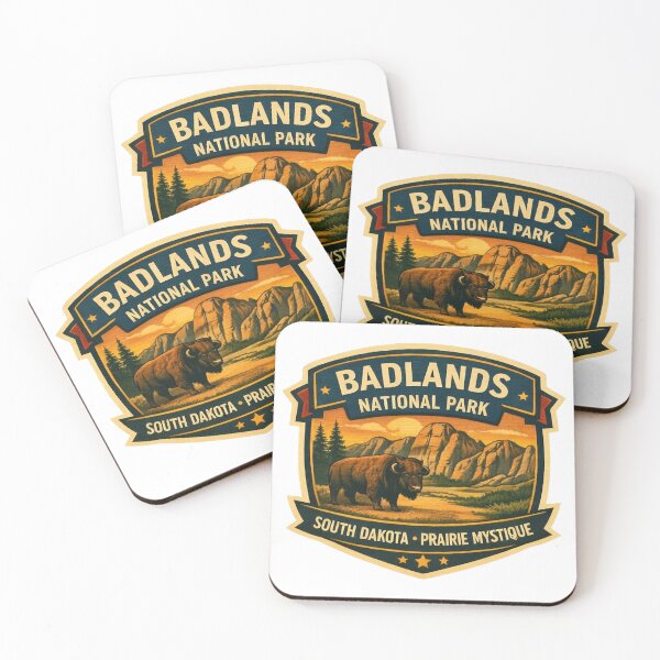 Item preview, Badlands National Park South Dakota - Vintage Bison Prairie Mystique Art designed and sold by SasquatchTrail.