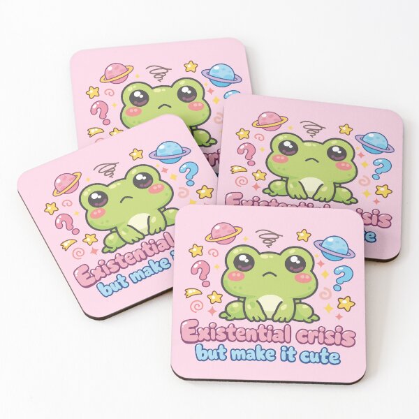 Item preview, Existential Crisis Frog Sticker | Existential Crisis But Make It Cute | Funny Anxiety Meme designed and sold by Kutiefy-shop.