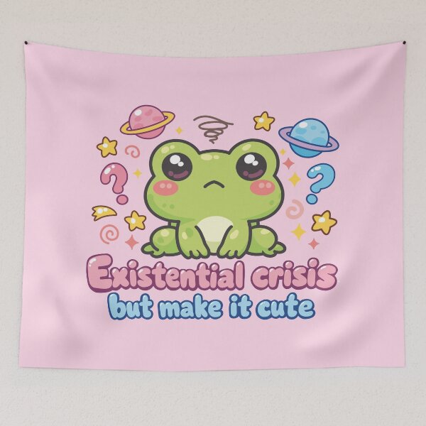 Item preview, Existential Crisis Frog Sticker | Existential Crisis But Make It Cute | Funny Anxiety Meme designed and sold by Kutiefy-shop.