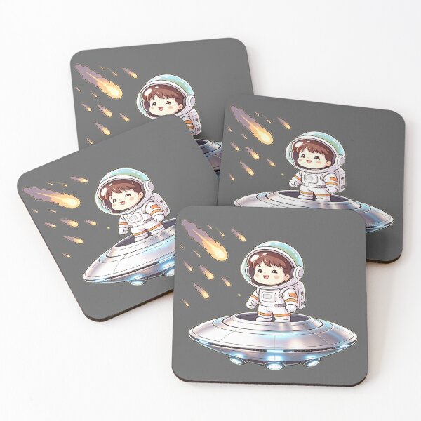 Item preview, Cute Astronaut Standing on flying saucer with Meteor Shower designed and sold by TeyArtWork.