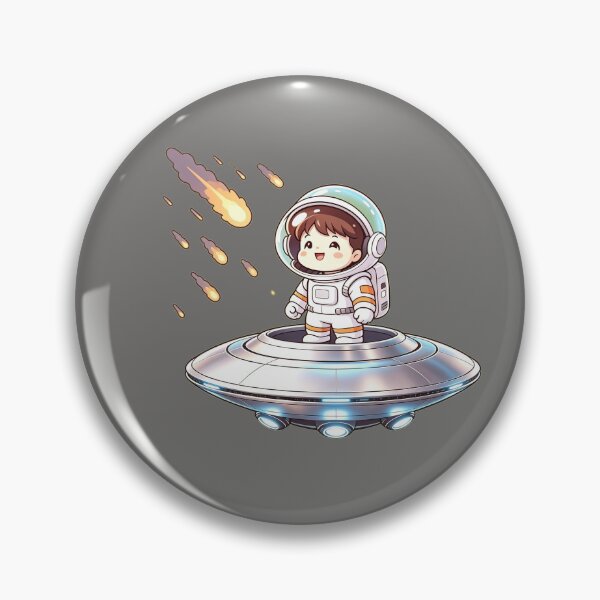 Item preview, Cute Astronaut Standing on flying saucer with Meteor Shower designed and sold by TeyArtWork.