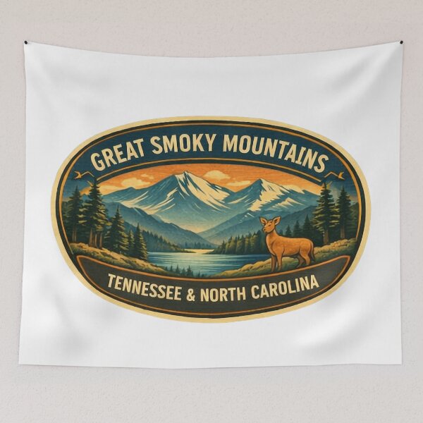 Item preview, Great Smoky Mountains National Park - Vintage Tennessee North Carolina Travel Art designed and sold by SasquatchTrail.