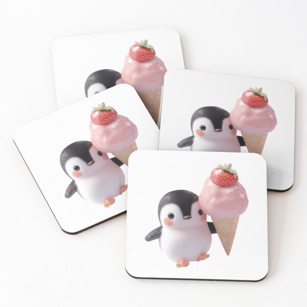 Item preview, cute kawaii penguin with ice cream designed and sold by YallaCreative13.