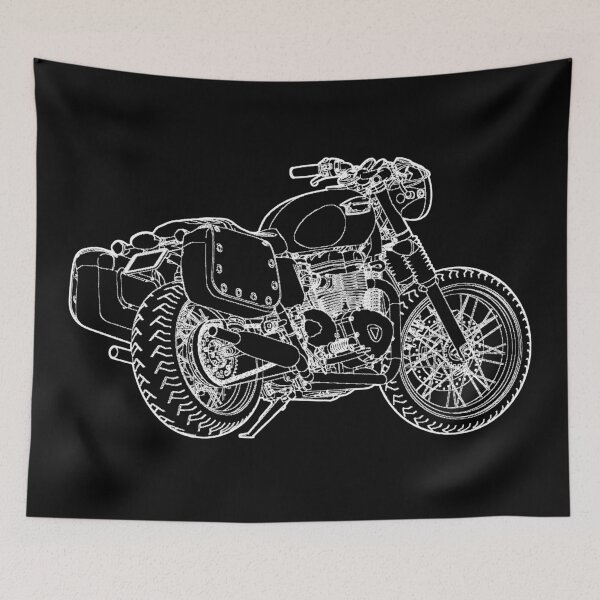 Item preview, Triumph Bonneville Café Racer – Vintage Line Art Motorcycle Illustration Fan Art designed and sold by Stinky Lincy's Apparel Company.