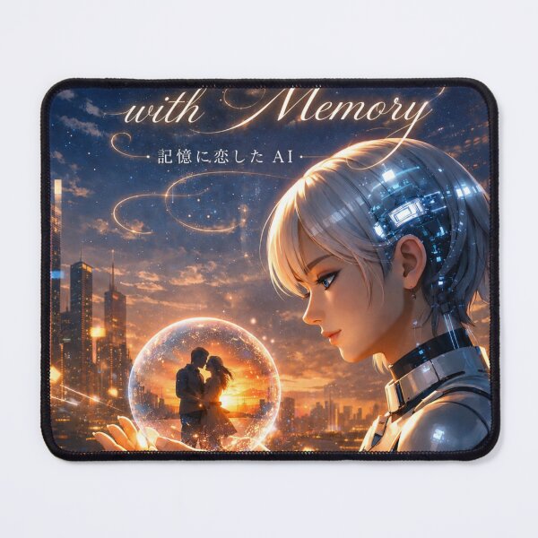 Item preview, When an AI Fell in Love with Memory – Sci-Fi Romance Anime Poster designed and sold by RinaWorksJP.