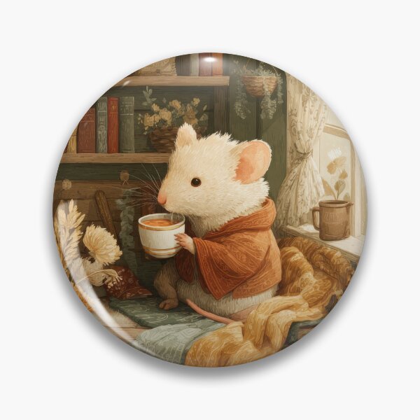 Item preview, Cozy Cottagecore Mouse Reading Nook Art | Whimsical Woodland Library Illustration designed and sold by GraceInNatureCo.