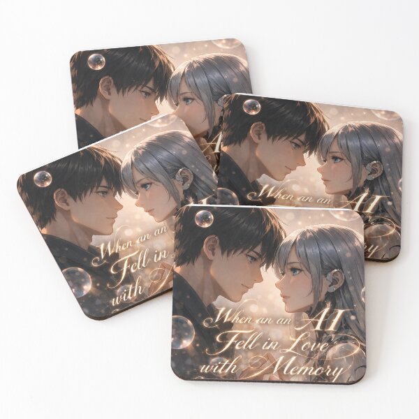 Item preview, When an AI Fell in Love with Memory – Emotional Sci-Fi Romance Poster designed and sold by RinaWorksJP.