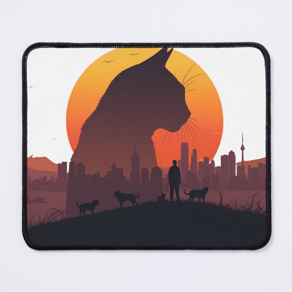 Item preview, Cat Silhouette Sunset Dog Walker City Skyline designed and sold by Common-Standard.