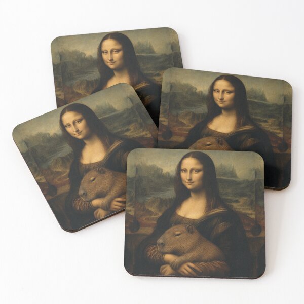 Item preview, Mona Lisa And Capybara Cat Friend - Funny Classical Painting Parody designed and sold by merchxwear.
