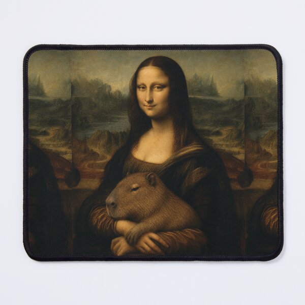 Item preview, Mona Lisa And Capybara Cat Friend - Funny Classical Painting Parody designed and sold by merchxwear.