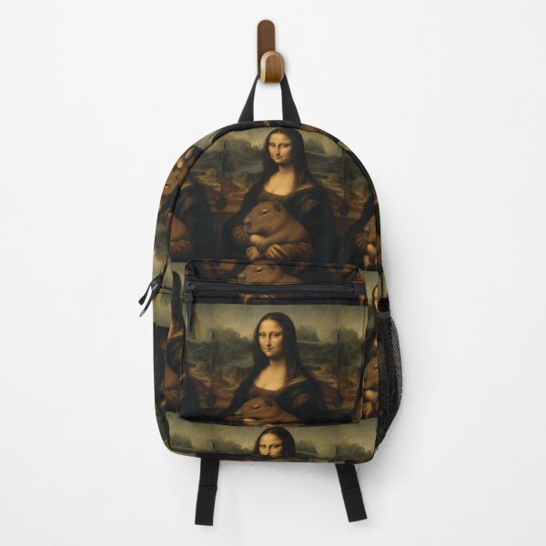 Item preview, Mona Lisa And Capybara Cat Friend - Funny Classical Painting Parody designed and sold by merchxwear.
