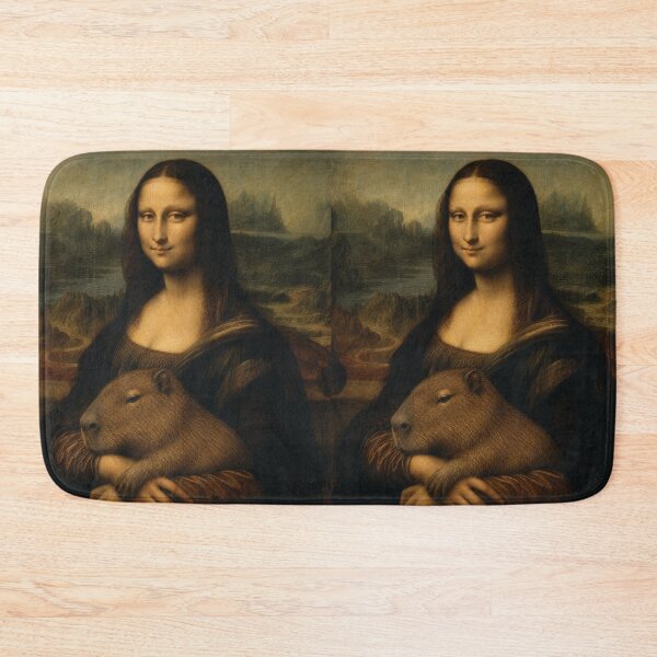 Item preview, Mona Lisa And Capybara Cat Friend - Funny Classical Painting Parody designed and sold by merchxwear.