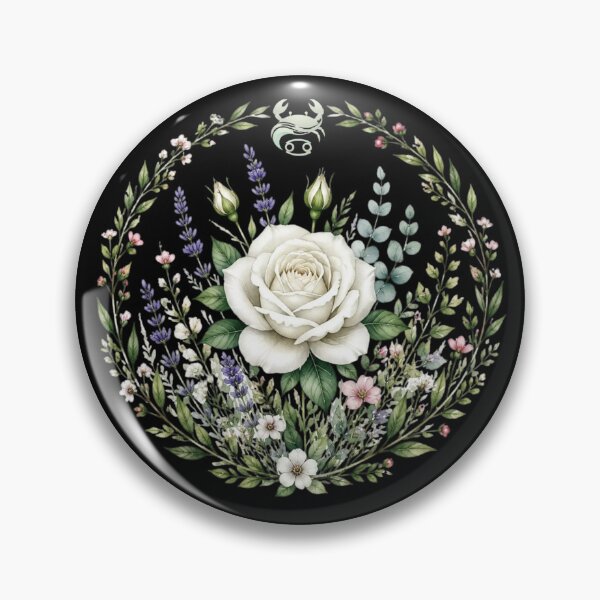 Item preview, Cancer Celestial Botanical - White Rose Floral Wreath designed and sold by MoonSoul Studio.