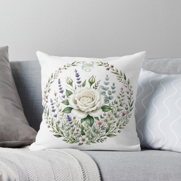 Item preview, Cancer Celestial Botanical - White Rose Floral Wreath designed and sold by MoonSoul Studio.
