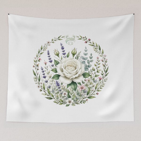 Item preview, Cancer Celestial Botanical - White Rose Floral Wreath designed and sold by MoonSoul Studio.