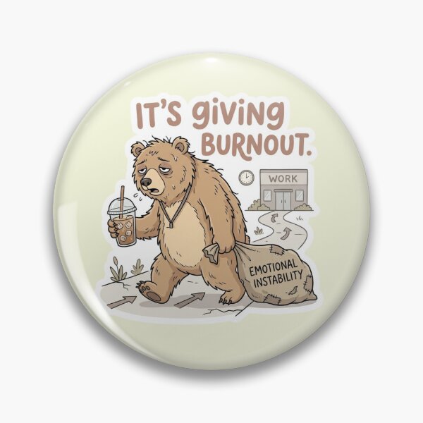 Item preview, Burntout Bear Workplace Sticker designed and sold by Softbear Atelier.
