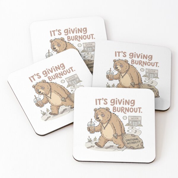 Item preview, Burntout Bear Workplace Sticker designed and sold by Softbear Atelier.