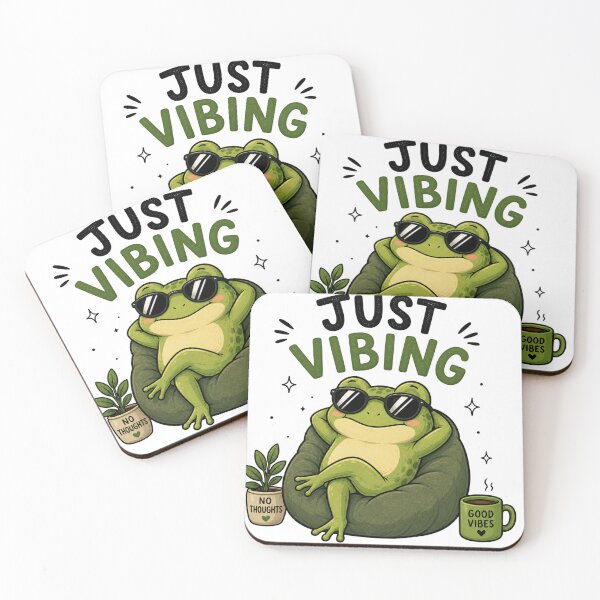 Item preview, Just Vibing Frog Sticker – Funny Chill Cute Frog Meme Aesthetic designed and sold by mibrand.