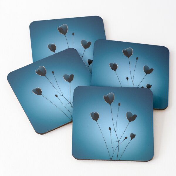 Item preview, Minimal Dark Flowers Silhouette | Moody Blue Botanical Art designed and sold by SlowRegardArt.