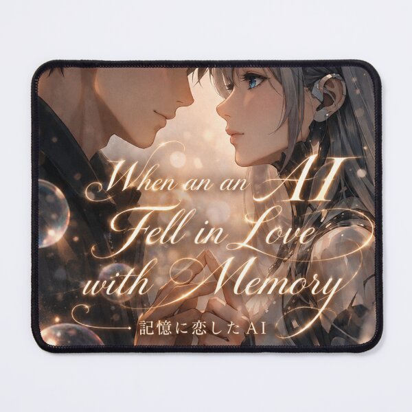 Item preview, When an AI Fell in Love with Memory – Emotional Sci-Fi Romance Poster designed and sold by RinaWorksJP.