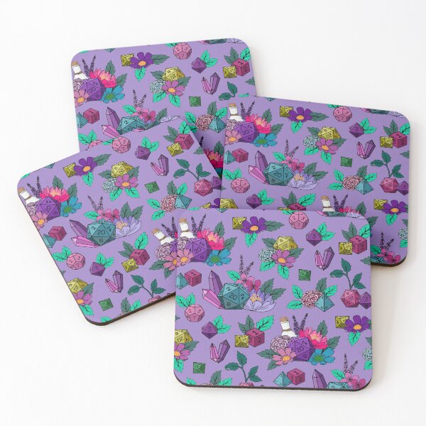 Item preview, Tabletop role-playing game dice pattern with full dice set on lavender designed and sold by Jennifer Ladd.