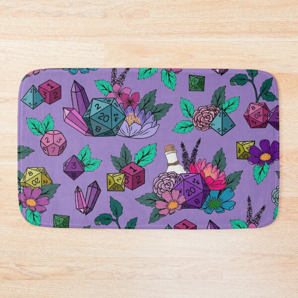 Item preview, Tabletop role-playing game dice pattern with full dice set on lavender designed and sold by Jennifer Ladd.