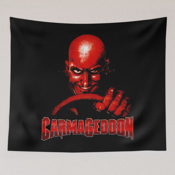 Item preview, Carmageddon Retro Race Game Fan Print With Text designed and sold by rafaeleos.