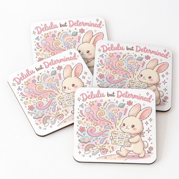 Item preview, Delulu but Determined Bunny Sticker designed and sold by Softbear Atelier.