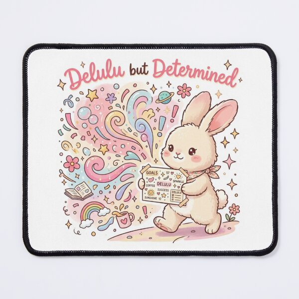 Item preview, Delulu but Determined Bunny Sticker designed and sold by Softbear Atelier.