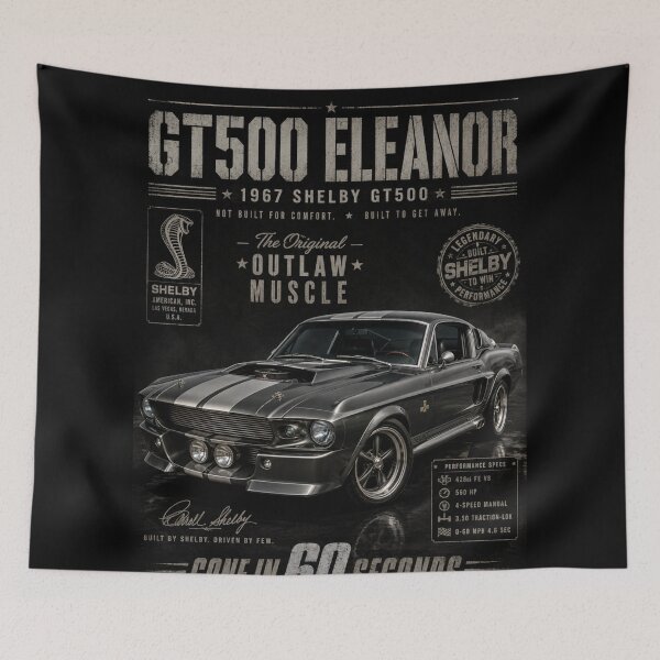 Item preview, 1967 Shelby GT500 Eleanor Gone in 60 Seconds Classic Muscle Car Vintage Art designed and sold by TheArtOfCar.