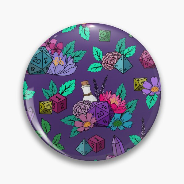 Item preview, Tabletop role-playing game dice pattern with full dice set on purple designed and sold by Jennifer Ladd.