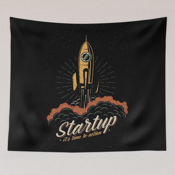 Item preview, Vintage Startup Rocket Launch - It's Time to Action Motivational Poster designed and sold by AVNGR-Design.