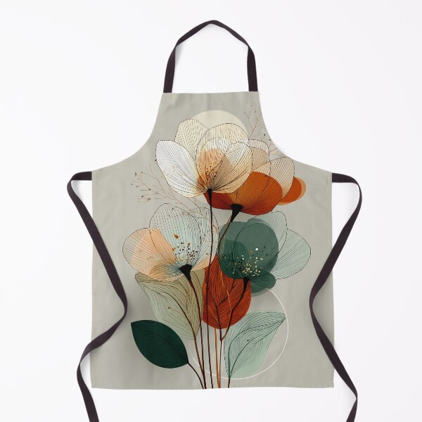 Item preview, Minimal Abstract Botanical Illustration | Orange Teal Floral Art designed and sold by SlowRegardArt.