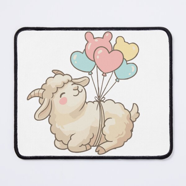 Item preview, cute kawaii lamb with heart balloons designed and sold by YallaCreative13.