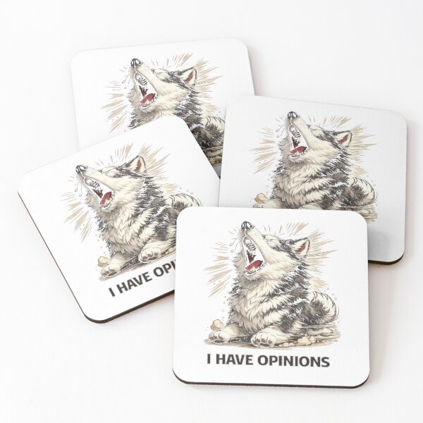 Item preview, Funny Wolf Meme Sticker - I Have Opinions Sarcastic Introvert Husky Animal Humour Gift designed and sold by ArtByTripti.