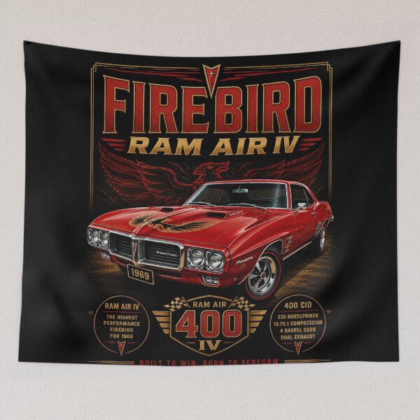 Item preview, 1969 Pontiac Firebird 400 Ram Air IV Classic Muscle Car Vintage Art designed and sold by TheArtOfCar.