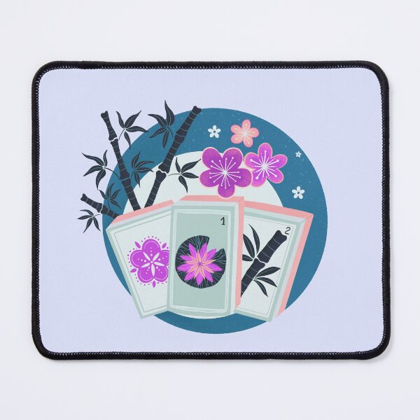 Item preview, Mahjong Garden - retro bubble badge - pink and teal designed and sold by Home Cyn Home.