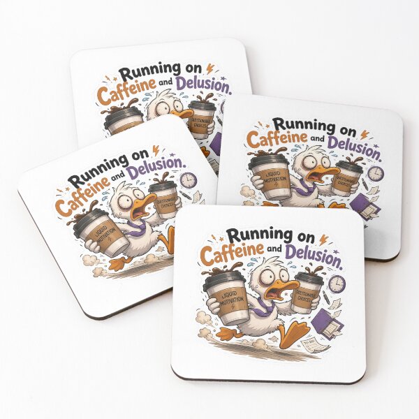 Item preview, Funny Duck Running on Caffeine and Delusion  designed and sold by Softbear Atelier.