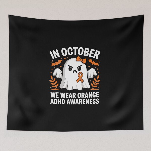 Item preview, In October We Wear Orange ADHD Awareness Month Spooky designed and sold by BlassmausArt.