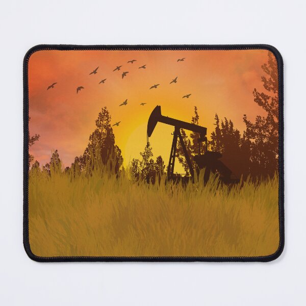 Item preview, Oklahoma Sunset — Oil Pump Silhouette & Golden Prairie Illustration designed and sold by EnchantedLayers.