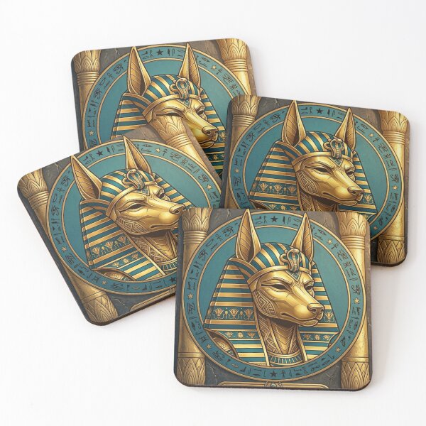 Item preview, Anubis Egyptian God Design – Ancient Egypt Jackal Pharaoh, Sacred Hieroglyphics, Mystic Temple Art designed and sold by Queen Cleopatra.