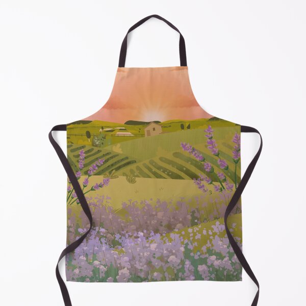 Item preview, Lavender Farm Sunset — Dreamy Countryside Landscape Illustration designed and sold by EnchantedLayers.